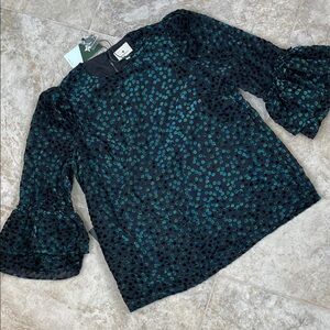Tuckernuck Black Flock Dot Blouse